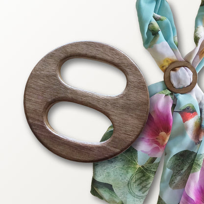Grey Wood Round Scarf Ring