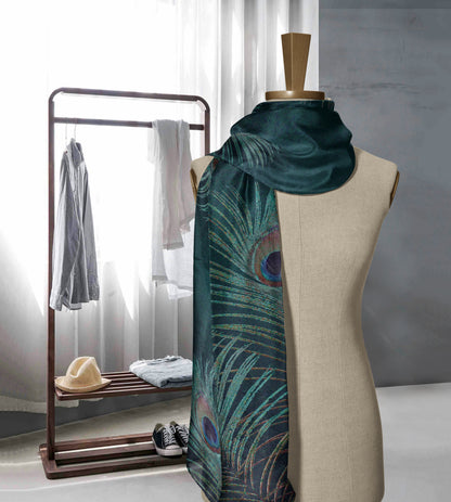 Peacock Feather ECO SCARF, 21.5"x55"