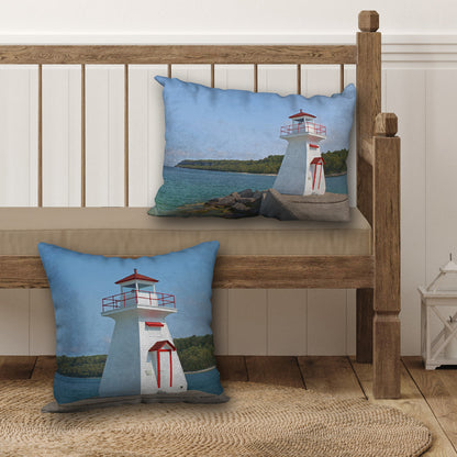 Set of 2 Lion's Head Lighthouse Designer Pillows, 18"x18" and 20"x14"