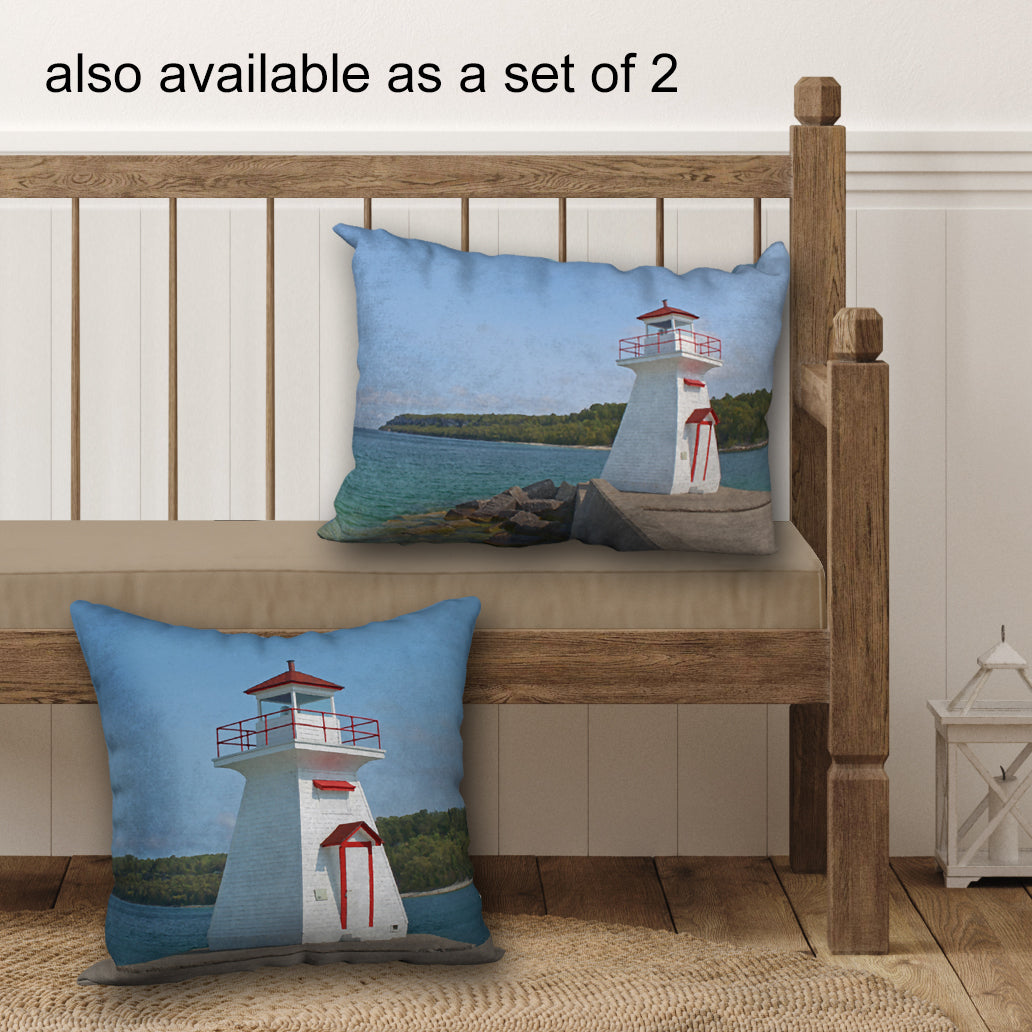 Lion's Head Lighthouse Designer Pillow, 18"x18"