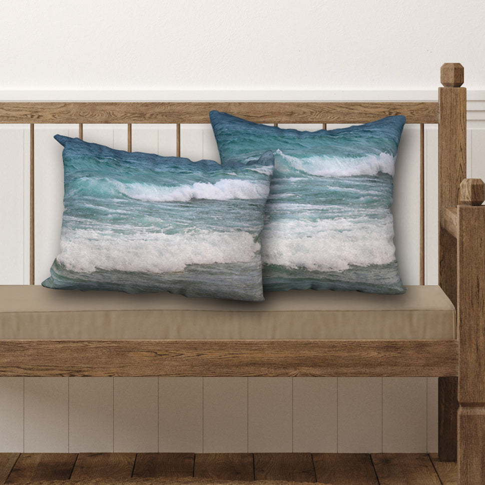 Beach Waves Designer Pillow, 18"x18"