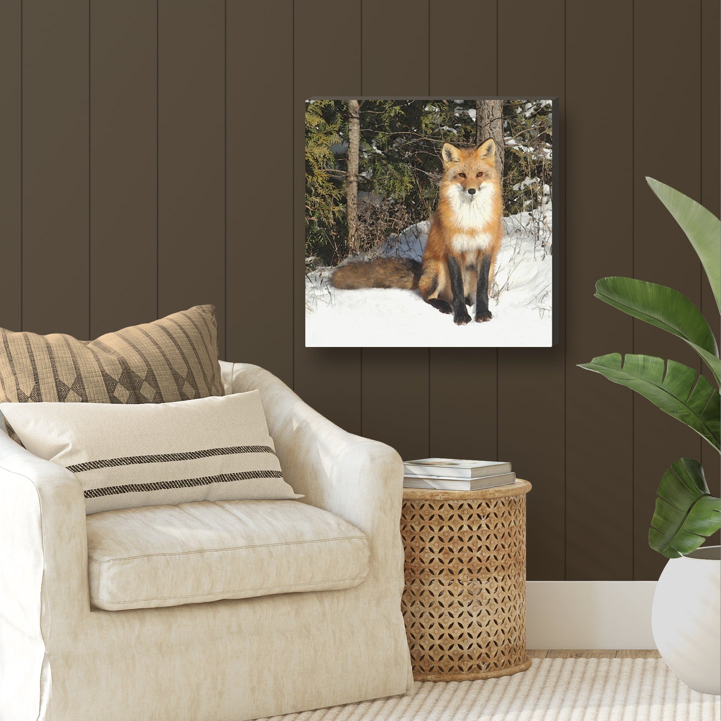 Curious Fox Wrapped Canvas Print