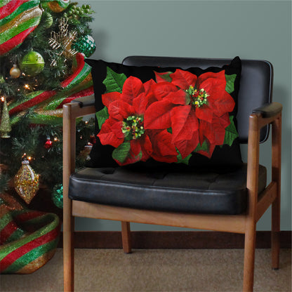 Poinsettia Designer Christmas Pillow, 20"x14"