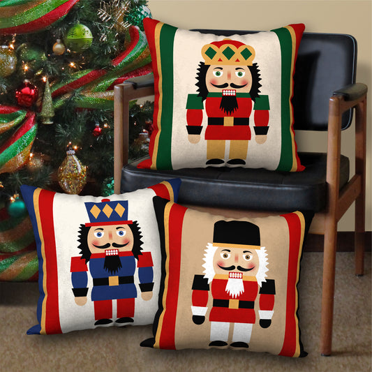 Set of 3 Christmas Nutcracker Designer Pillows, 18"x18"