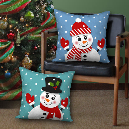 Set of 2 Snowman Holiday Designer Pillows,18"x18"