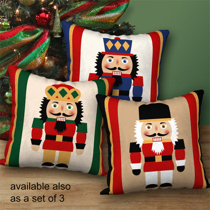 Nutcracker Soldier Designer Holiday Pillow, 18"x18"