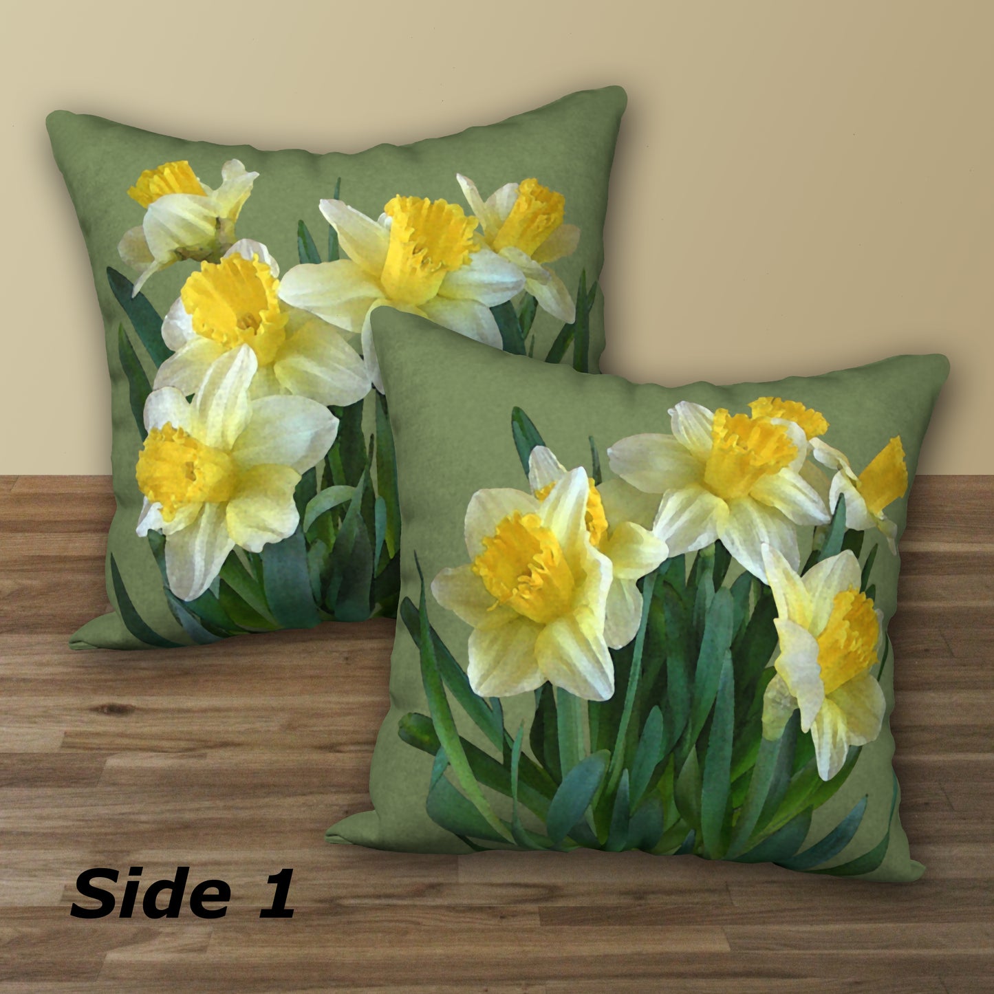 Set of 2 Daffodil Designer Pillows, 18"x18"