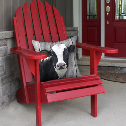 Black & White Cow Designer Pillow, 18"x18"