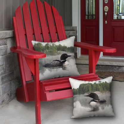 Set of 2 Lake Loon Designer Pillows, 18"x18"