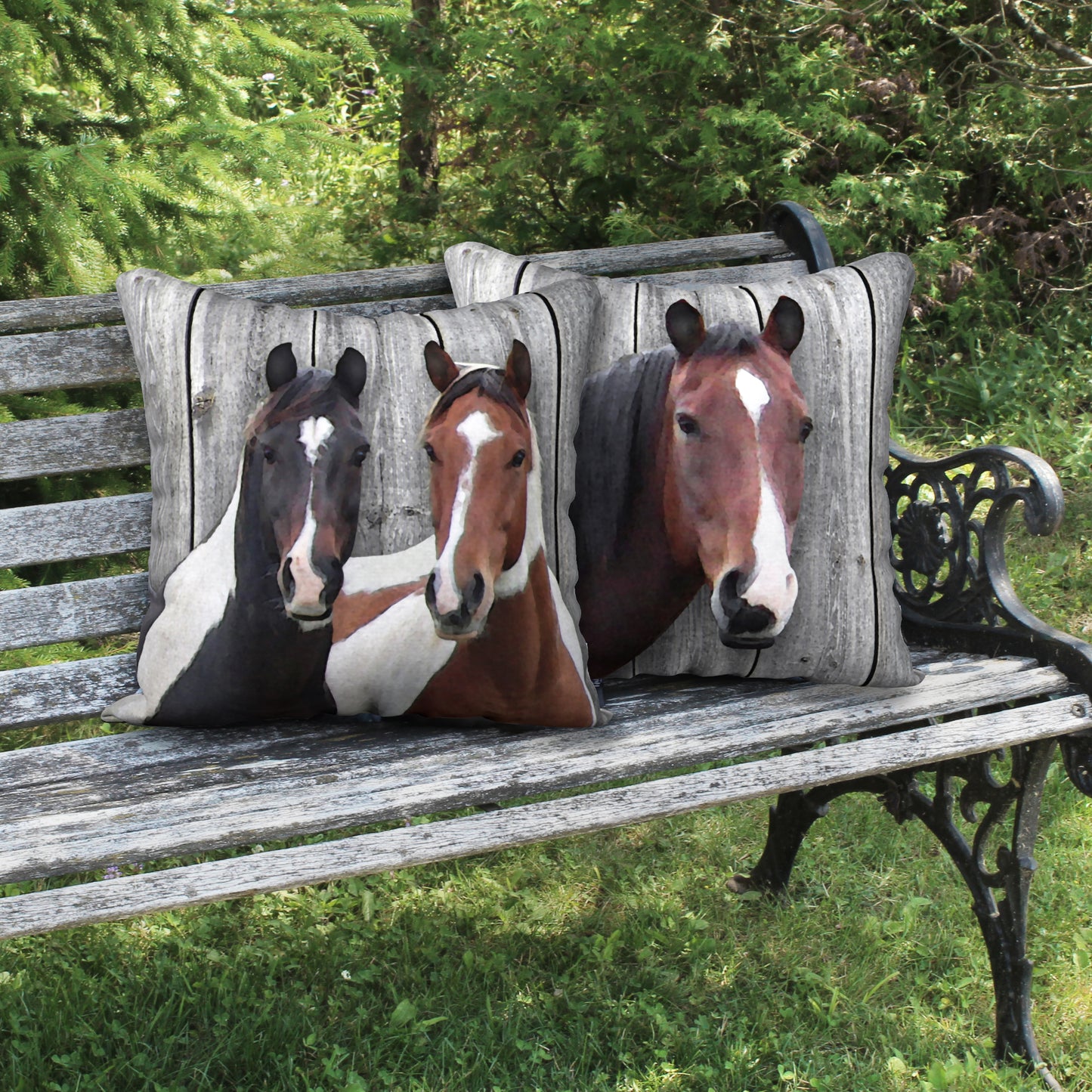 Painted Ponies Designer Pillow, 18"x18"