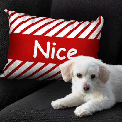 NAUGHTY or NICE Designer Holiday Pillow, 20"x14"