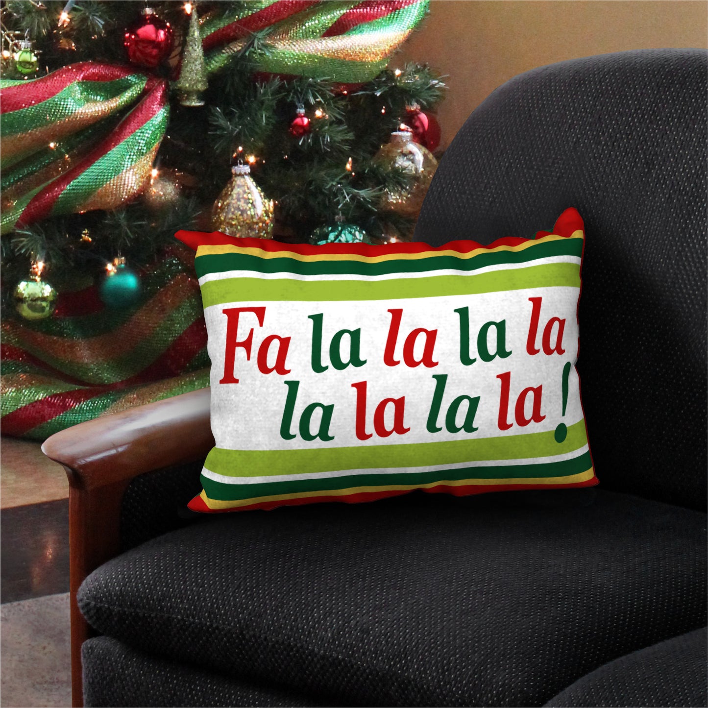 FA LA LA Designer Holiday Pillow, 20"x14"