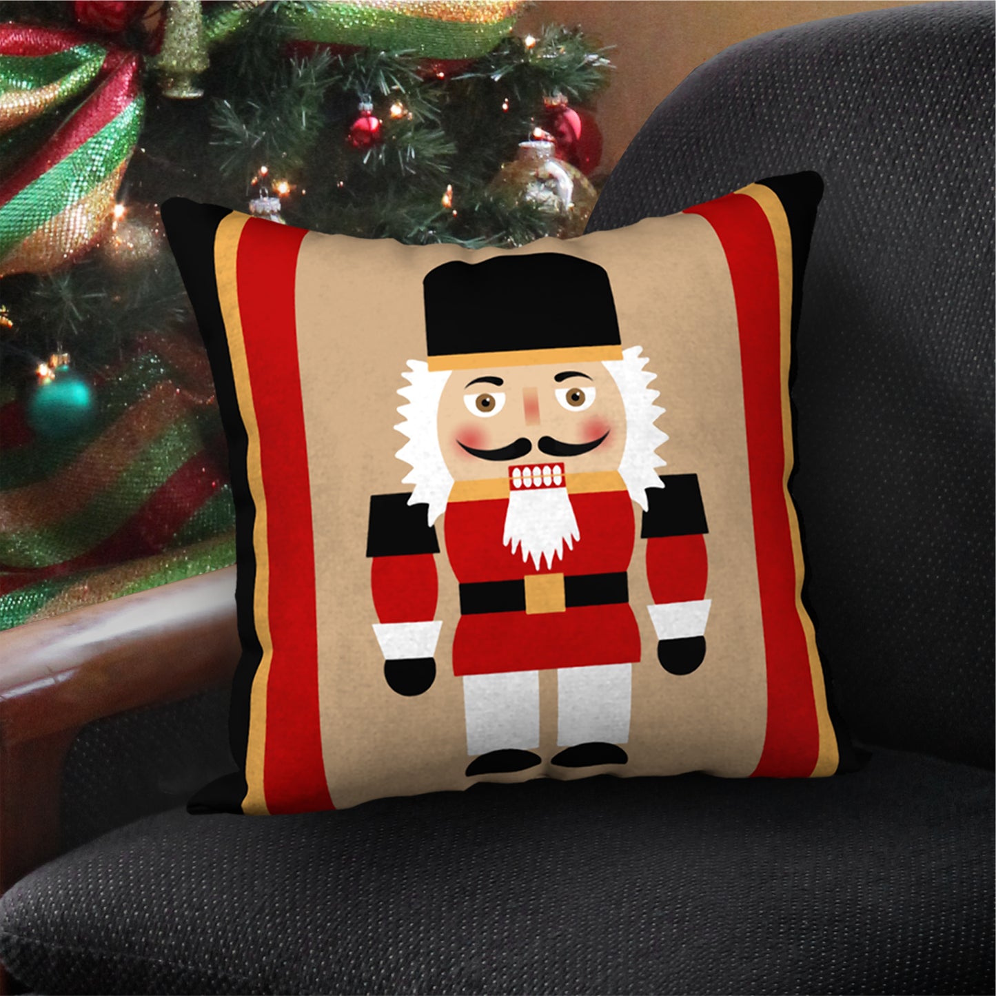Nutcracker Royal Guard Designer Holiday Pillow, 18"x18"