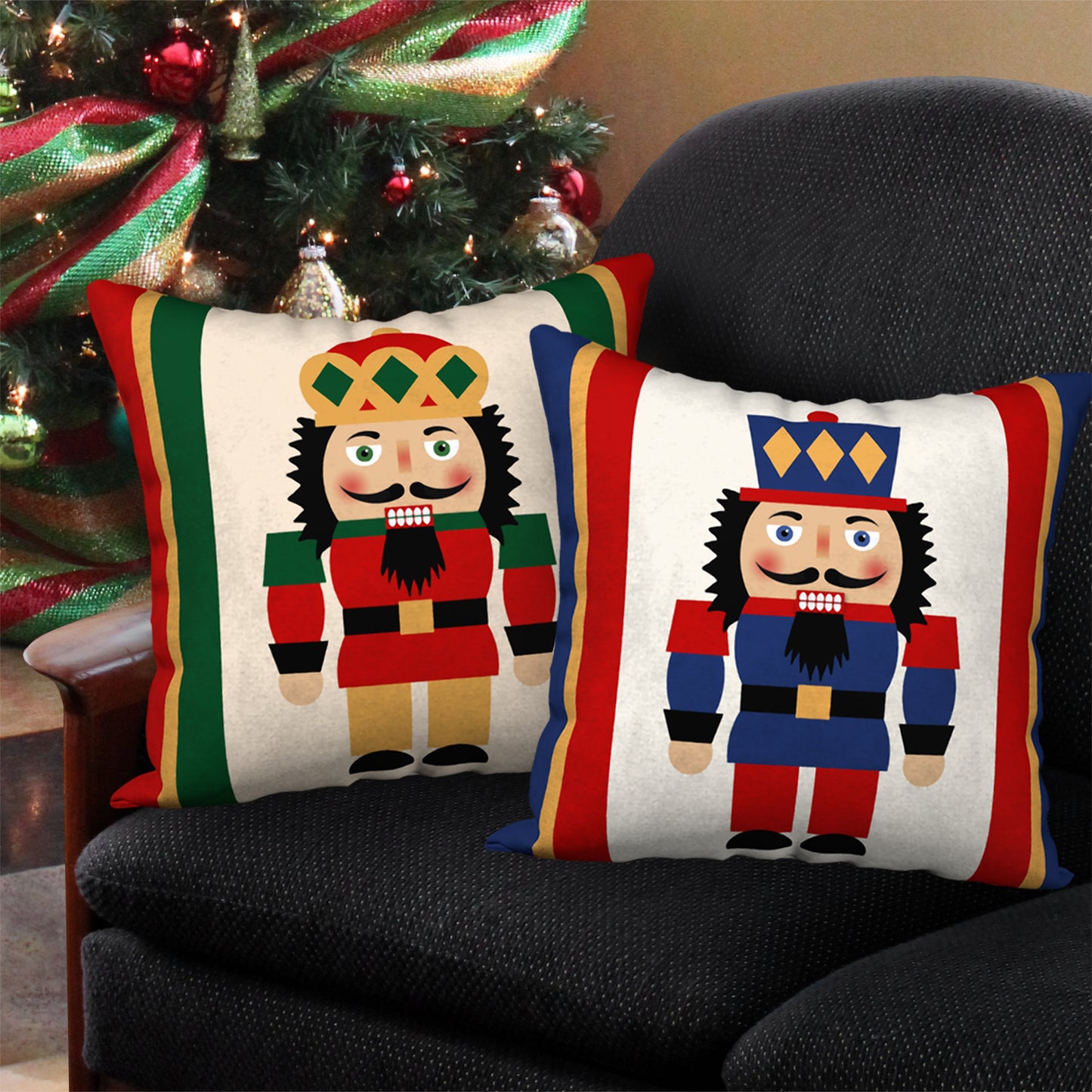 Set of 2 Christmas Nutcracker Designer Pillows,18"x18"
