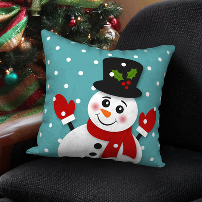 Top Hat Snowman Designer Holiday Pillow, 18"x18"