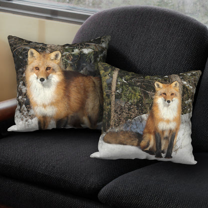 Set of 2 Wild Fox Designer Pillows, 18"x18"