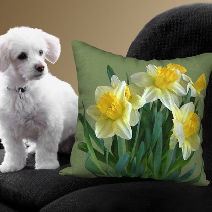 Daffodil Bouquet Designer Pillow, 18"x18"