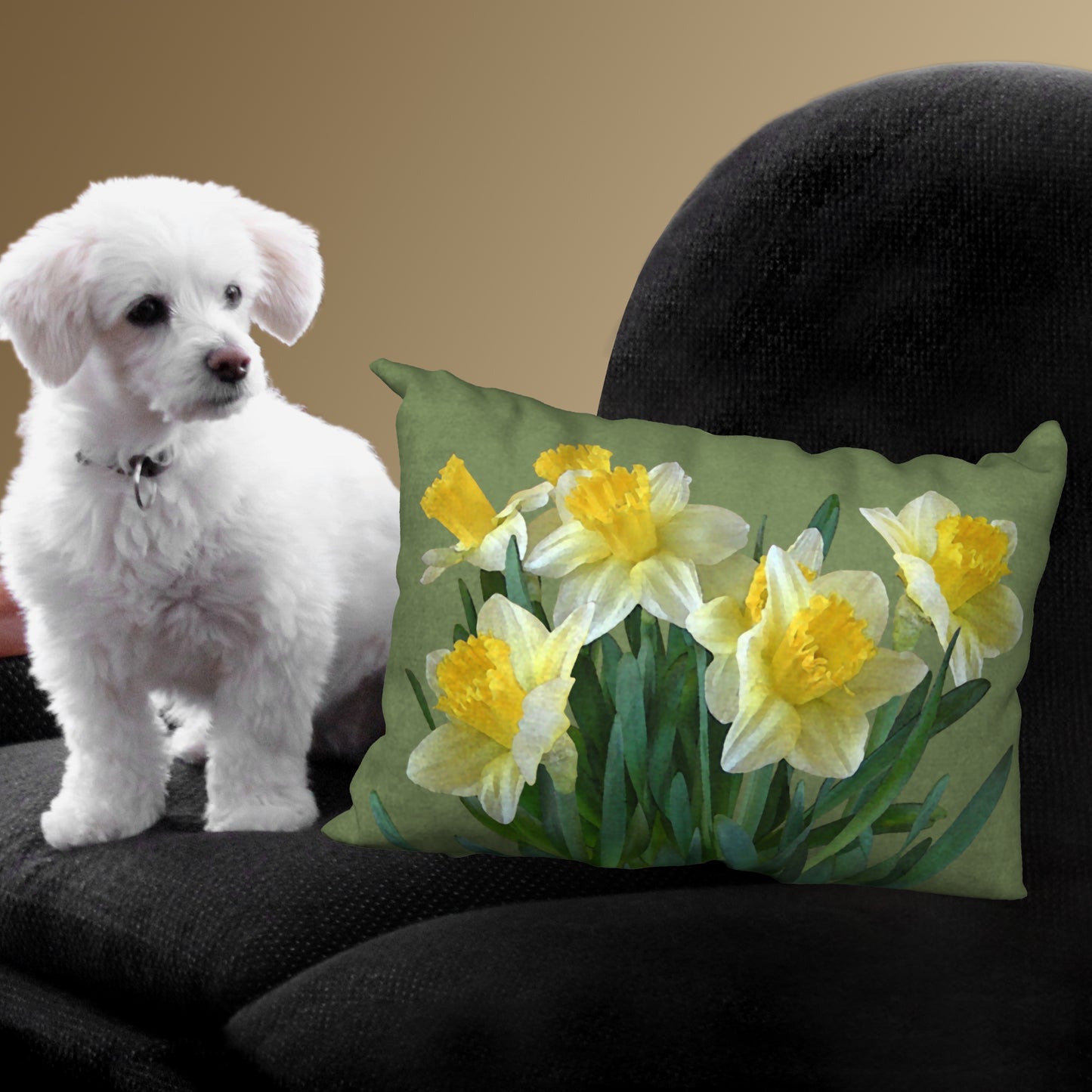 Daffodils Designer Pillow, 20"x14"