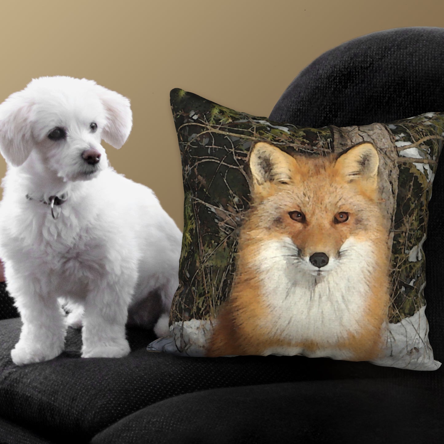 Red Fox Designer Pillow, 18"x18"