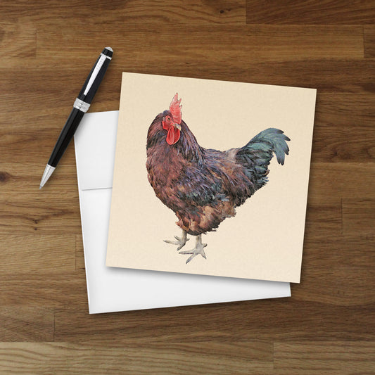 Rhode Island Red Rooster Designer Greeting Card