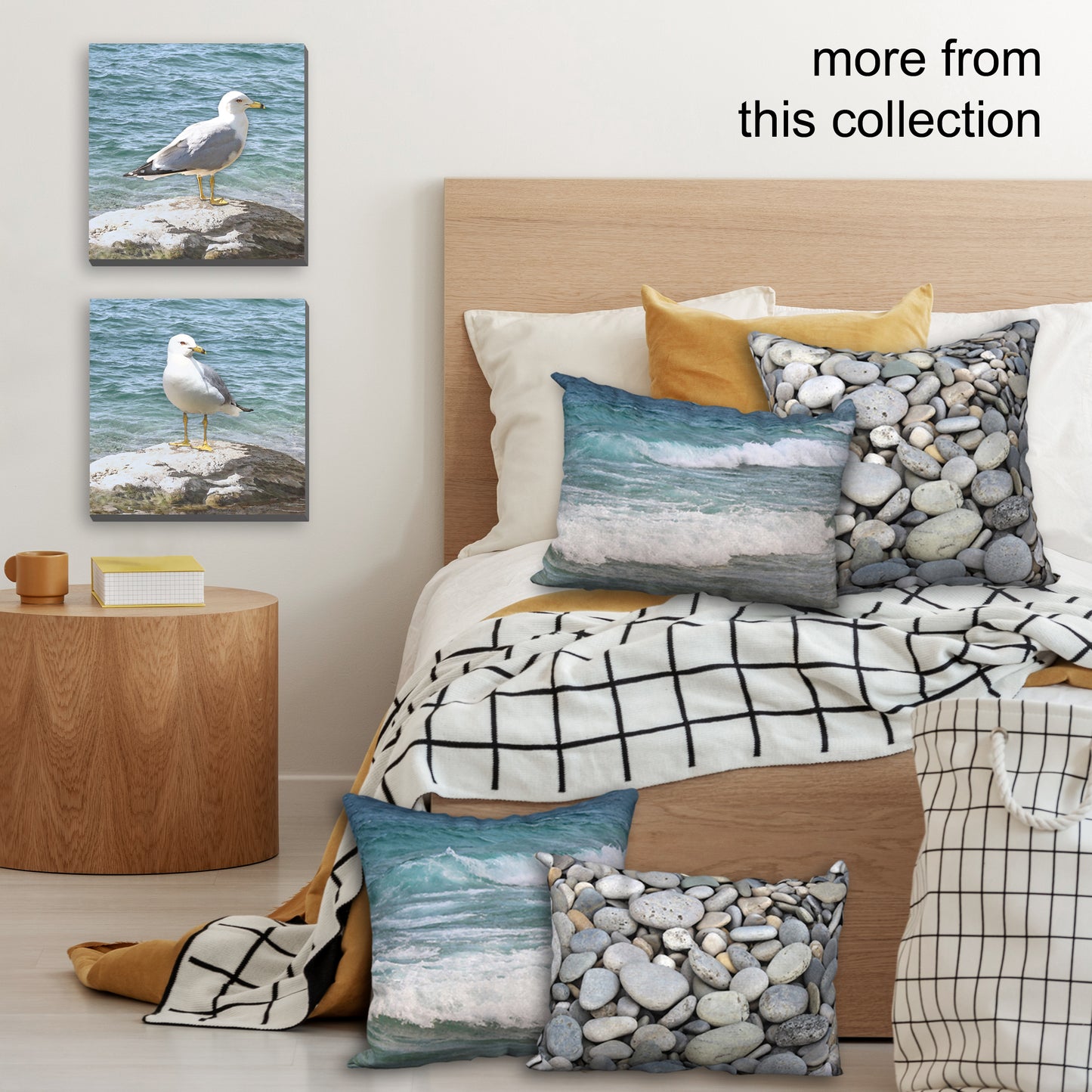 Seagull on a Rock Designer Pillow, 18"x18"