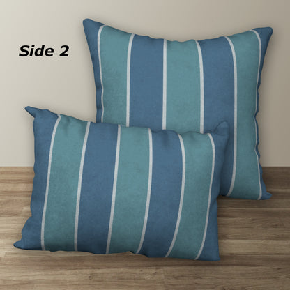 Set of 2 Beach Waves Designer Pillows, 18"x18" and 20"x14"