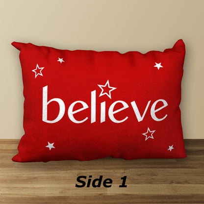 BELIEVE Designer Holiday Pillow, 20"x14"