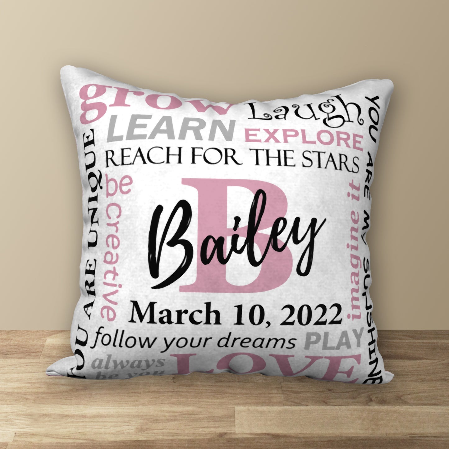 Personalized NAME & BIRTHDAY Pillow, 18"x18"