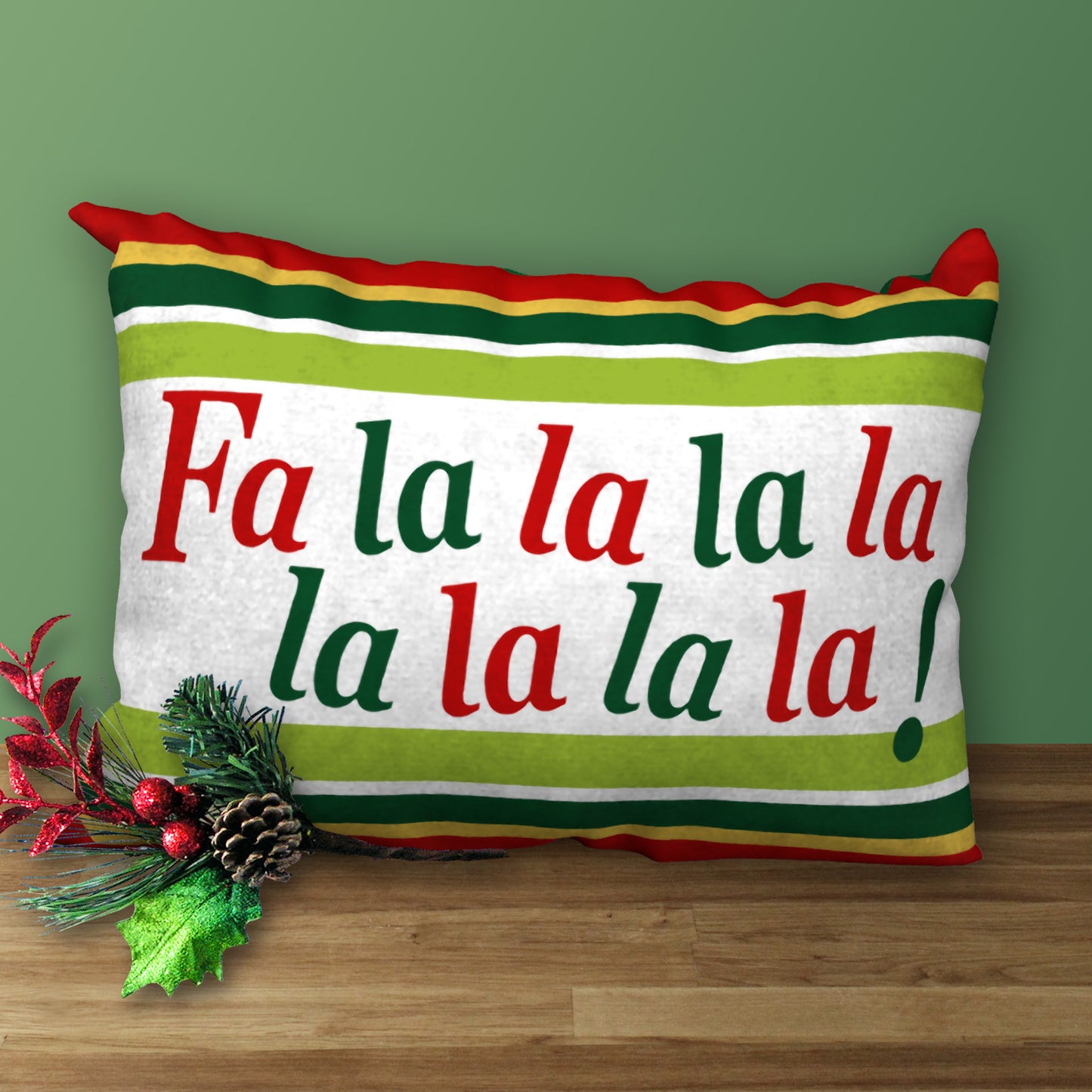 FA LA LA Designer Holiday Pillow, 20"x14"