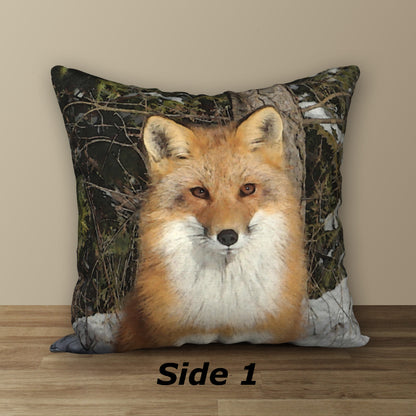 Red Fox Designer Pillow, 18"x18"