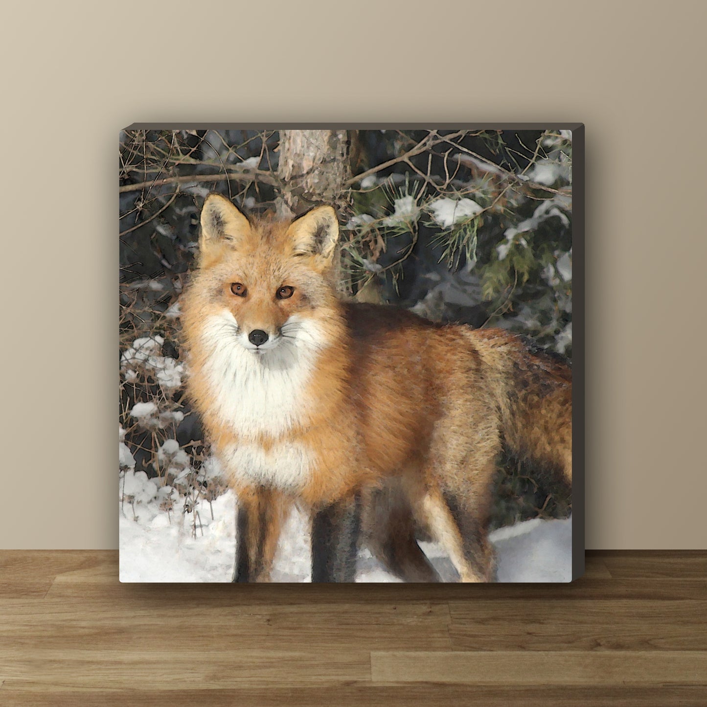 Watchful Fox Wrapped Canvas Print