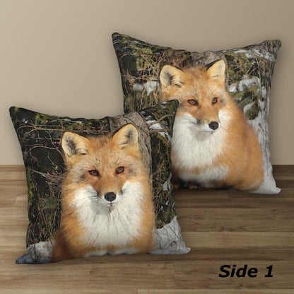 Set of 2 Red Fox Designer Pillows, 18"x18"