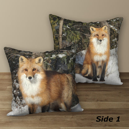 Set of 2 Wild Fox Designer Pillows, 18"x18"