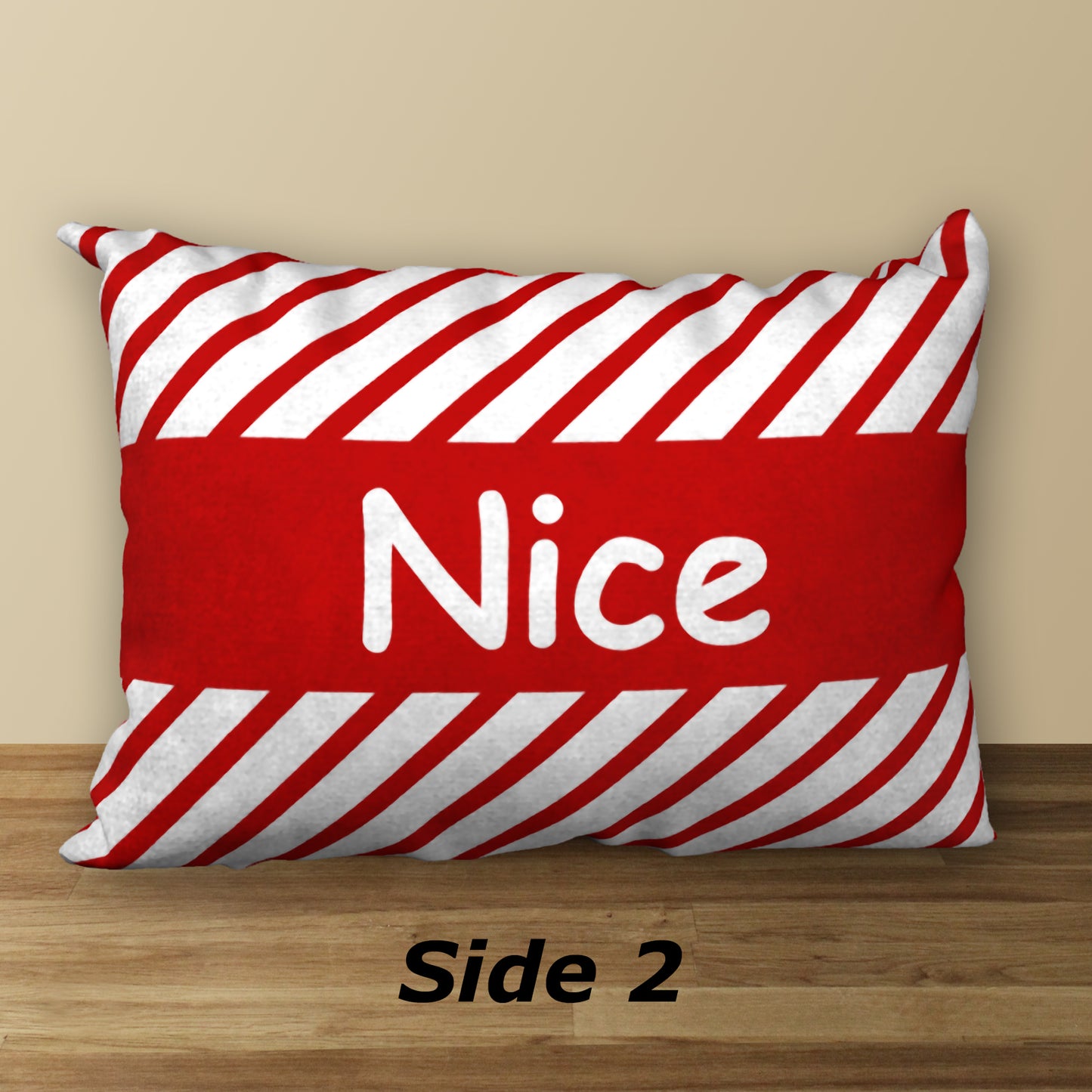 NAUGHTY or NICE Designer Holiday Pillow, 20"x14"