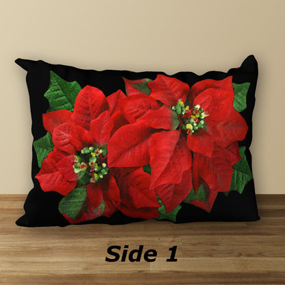 Poinsettia Designer Christmas Pillow, 20"x14"