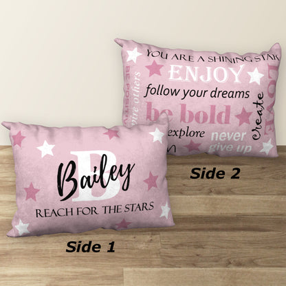 Personalized REACH FOR THE STARS Name Pillow, 20"x14"