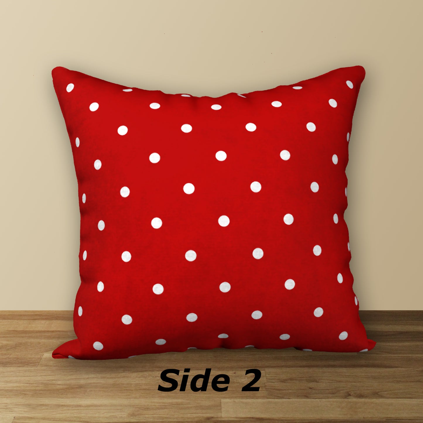 Red & White Designer Christmas Pillow Candy Cane Stripes with Polka Dots, 18"x18"