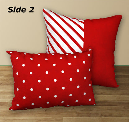 Set of 2 Red & White Snowflake Designer Christmas Pillows, 20"x14" and 18"x18"