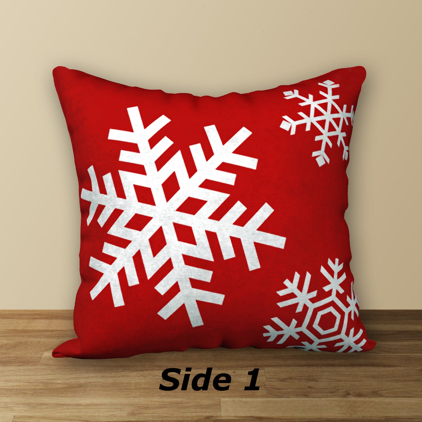 Red & White Snowflakes Designer Christmas Pillow, 18"x18"