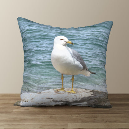 Seagull by the Shore Designer Pillow, 18"x18"