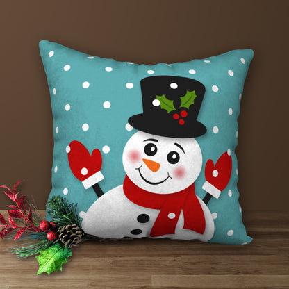 Top Hat Snowman Designer Holiday Pillow, 18"x18"