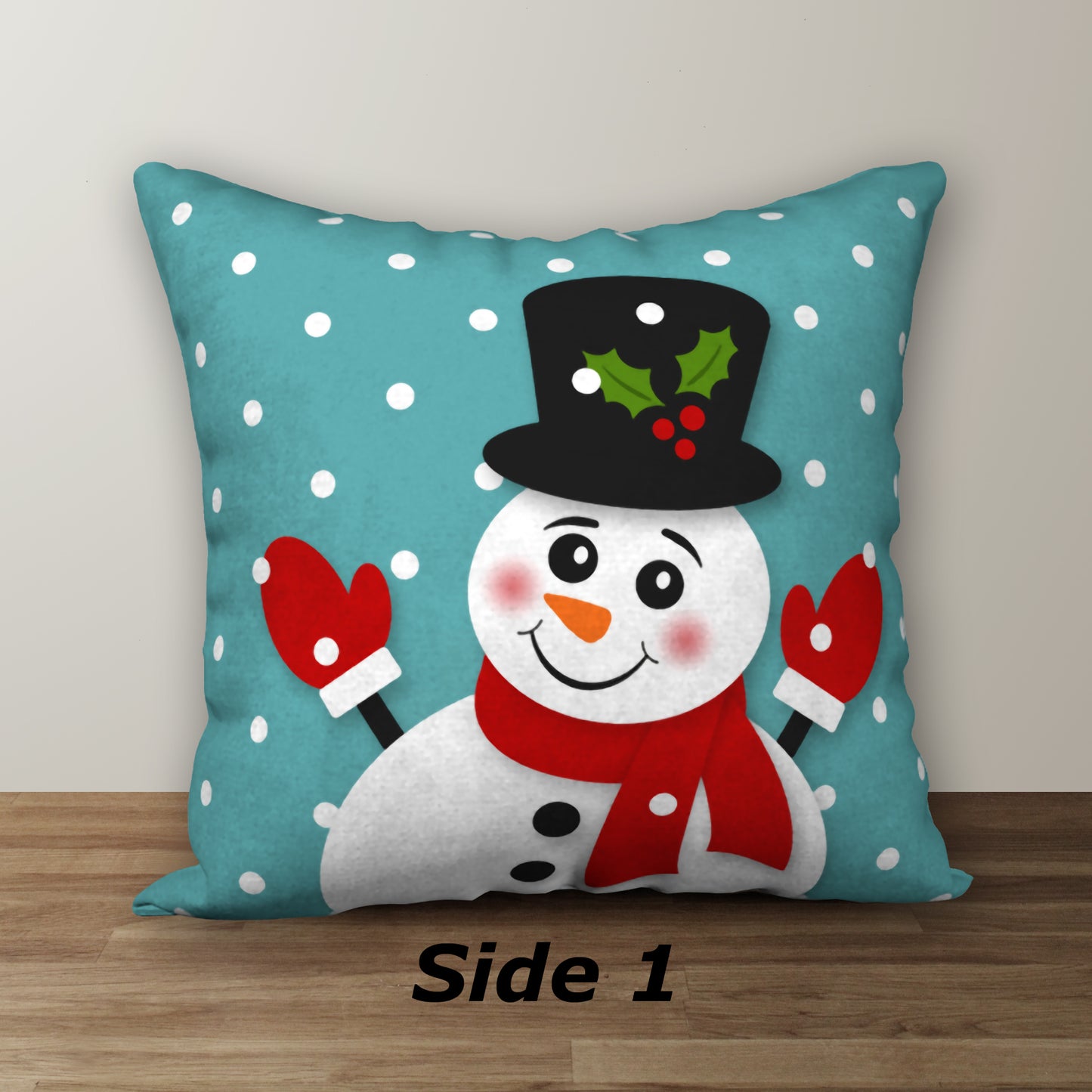Top Hat Snowman Designer Holiday Pillow, 18"x18"