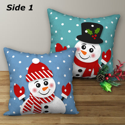 Set of 2 Snowman Holiday Designer Pillows,18"x18"