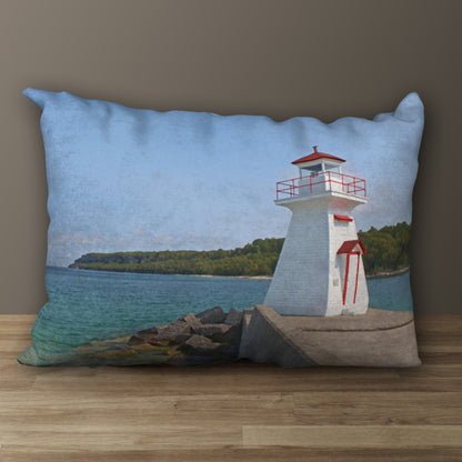 Lion's Head Lighthouse Designer Pillow, 20"x14"