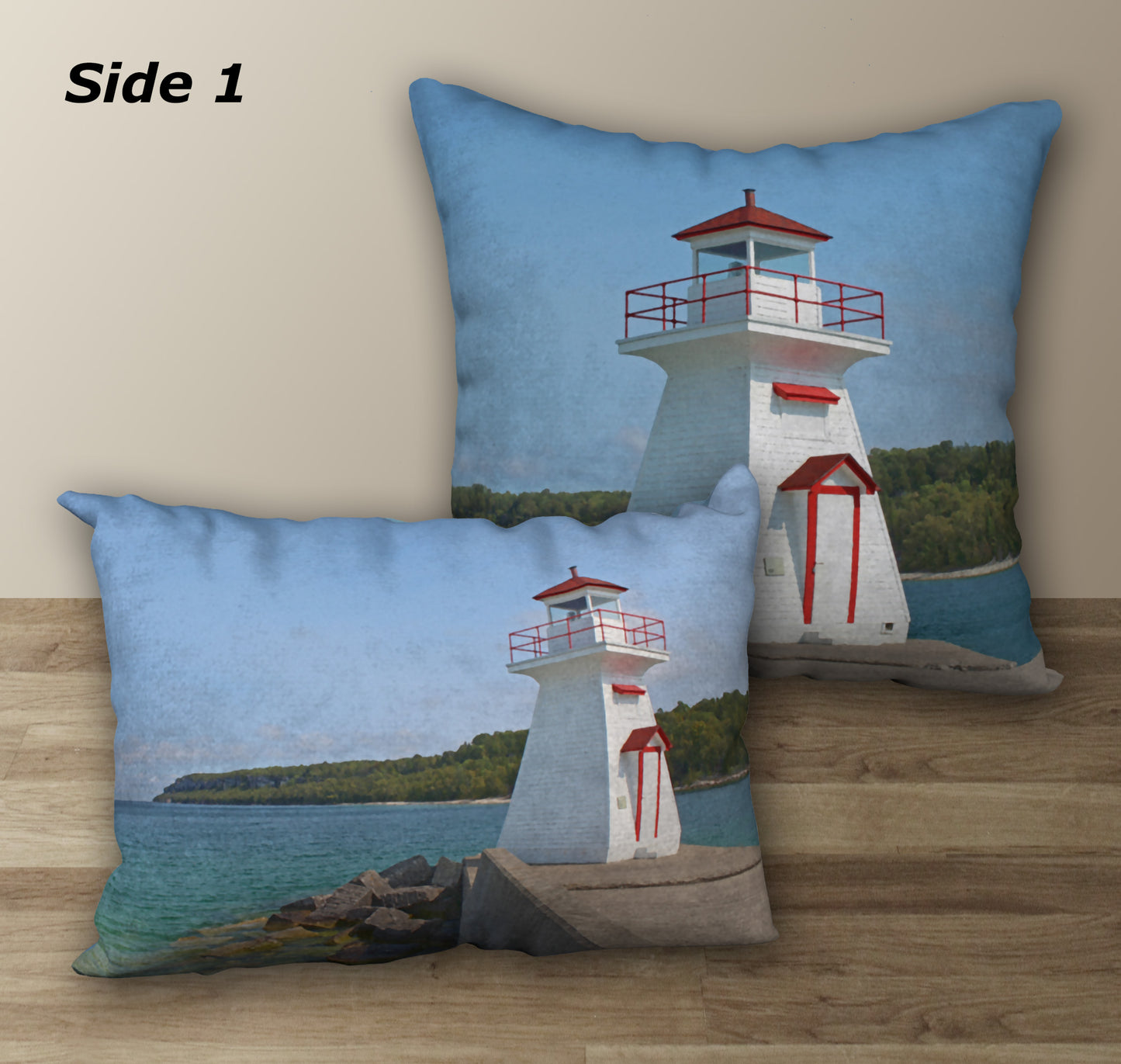 Set of 2 Lion's Head Lighthouse Designer Pillows, 18"x18" and 20"x14"