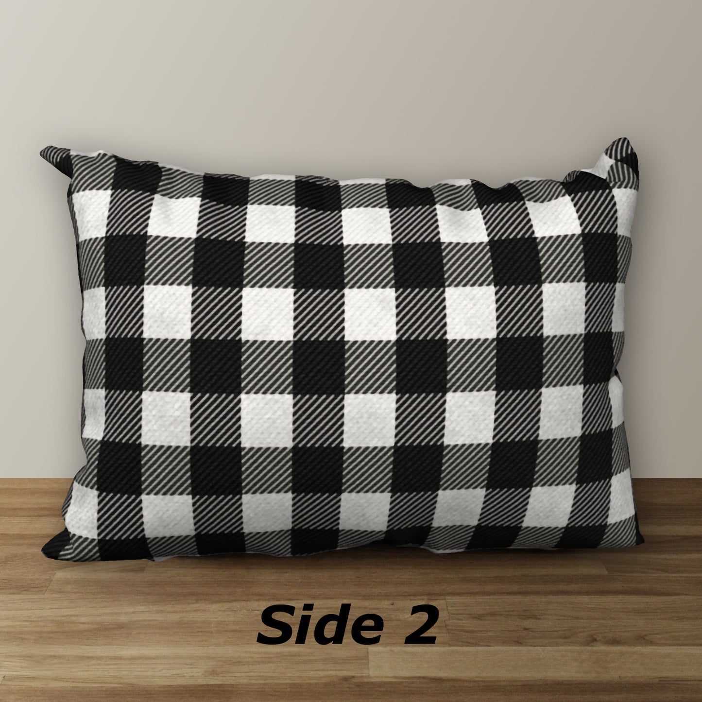 Black & White Buffalo Plaid Star Designer Pillow, 20"x14"
