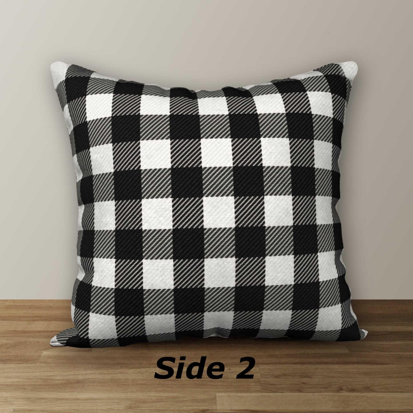 Black & White Buffalo Plaid Star Designer Pillow, 18"x18"