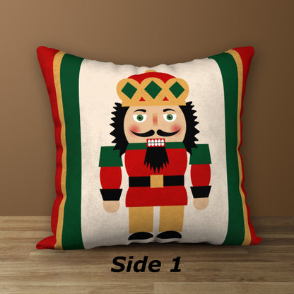 Nutcracker King Designer Holiday Pillow, 18"x18"