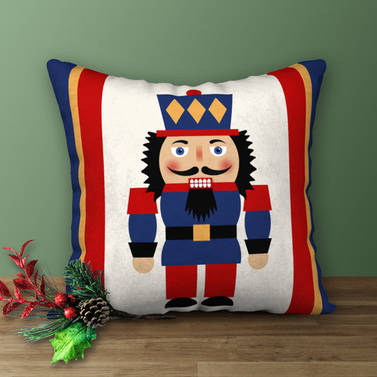 Nutcracker Soldier Designer Holiday Pillow, 18"x18"