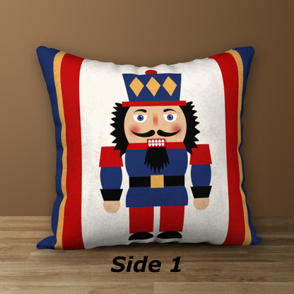 Nutcracker Soldier Designer Holiday Pillow, 18"x18"